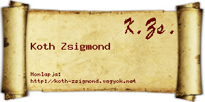 Koth Zsigmond névjegykártya